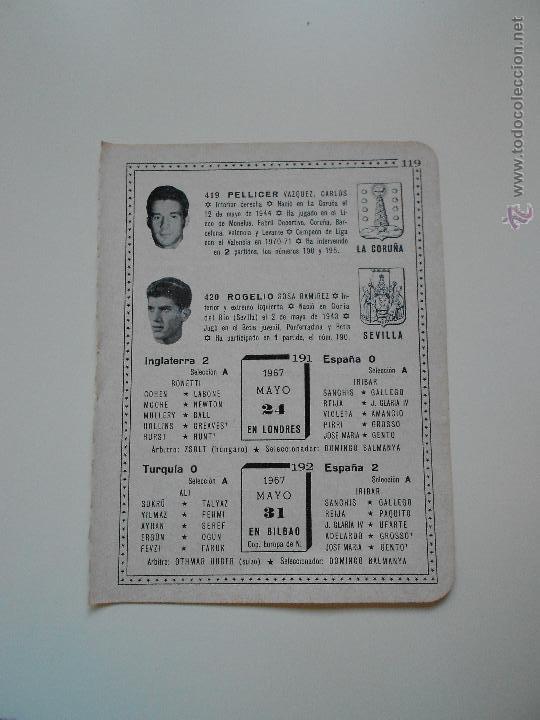 Collectionnisme sportif: hln- antigua hoja futbol- 1967 pellicer, rogelio. inglaterra-espa&ntilde;a. turquia-espa&ntilde;a