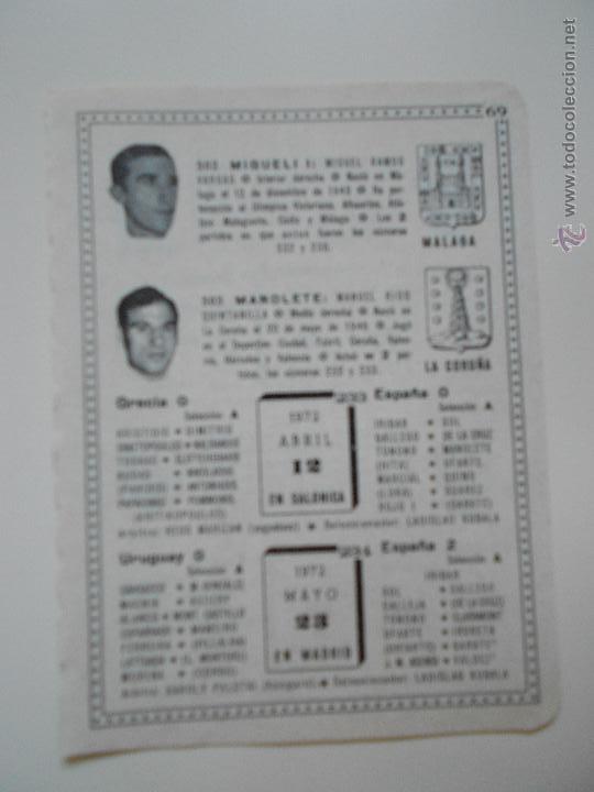 Sammelleidenschaft Sport: hln- antigua hoja futbol- 1972 migueli I, manolete. grecia-espa&ntilde;a. uruguay-espa&ntilde;a