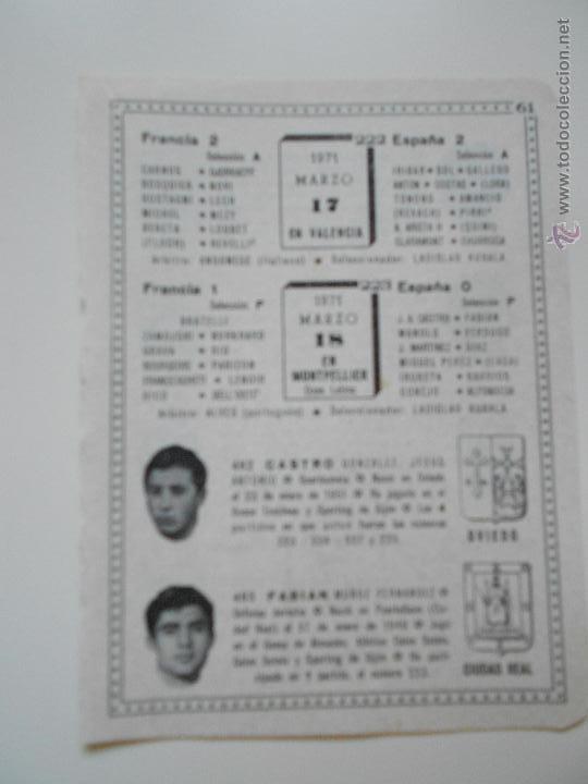 Sammelleidenschaft Sport: hln- antigua hoja futbol- 1971 castro, fabian. francia-espa&ntilde;a