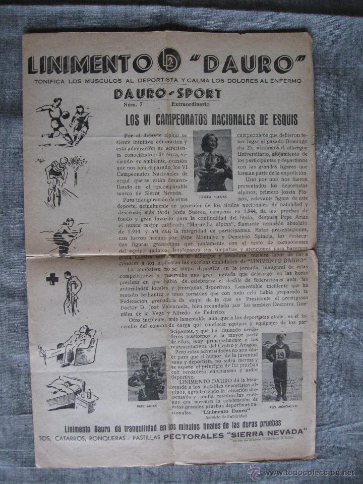 Sports collectibles: Publicidad de Lilimento Dauro con reportaje de los VI campeonatos nacionales de esqu&iacute; 1945