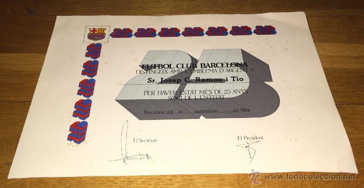 Coleccionismo deportivo: A56- diploma del F.C.B. - Foto 1