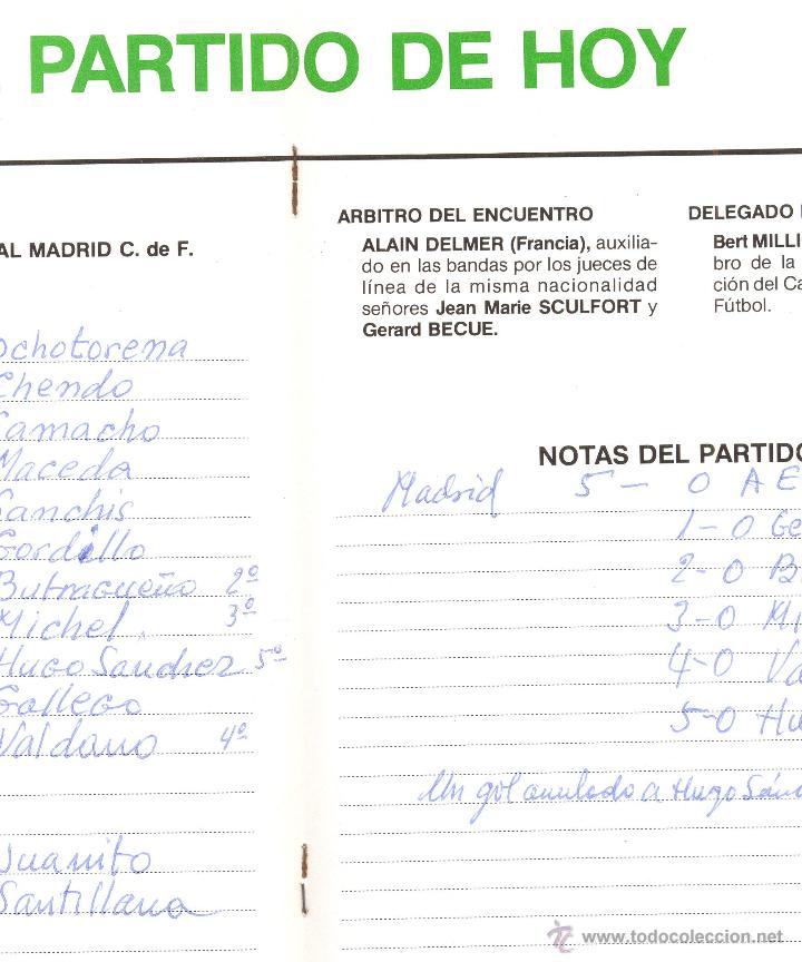 Coleccionismo deportivo: PROGRAMA DEL PARTIDO REAL MADRID - AEK ATENAS. COPA UEFA 1985. - Foto 5