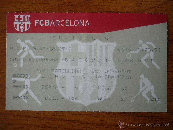 Coleccionismo deportivo: ENTRADA BALONCESTO ACB PALAU BLAUGRANA FC BARCELONA - DKV JOVENTUT TEMPORADA 2003 2004 - BAR&Ccedil;A