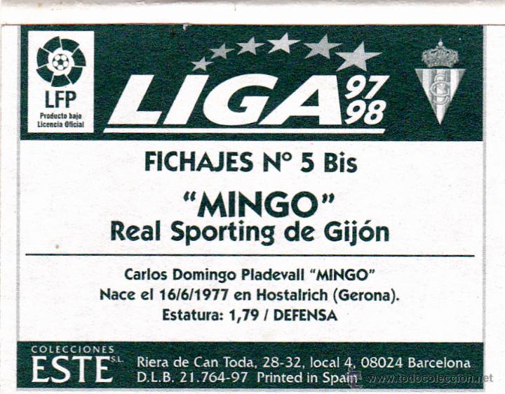 Coleccionismo deportivo: ESTE 97/98 MINGO FICHAJE 5BIS (LEVE VENTANILLA)(A-9) - Foto 2