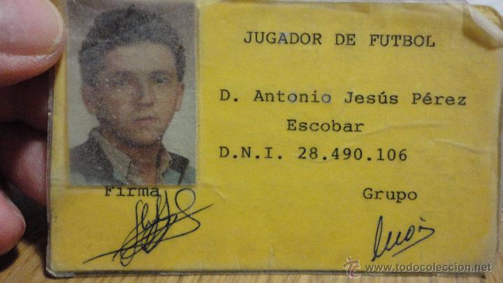 Coleccionismo deportivo: ANTIGUO CARNET JUGADOR DE FUTBOL.ANTONIO JESUS PEREZ ESCOBAR.
