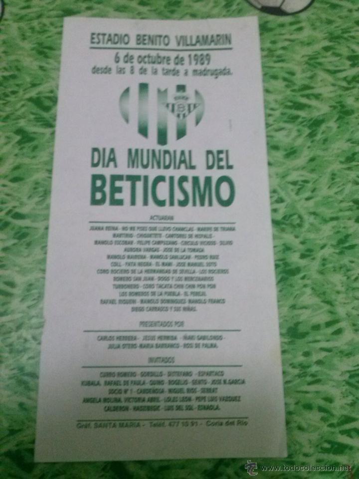 Coleccionismo deportivo: D&iacute;a Mundial del Beticismo (6/10/1989) - Foto 1