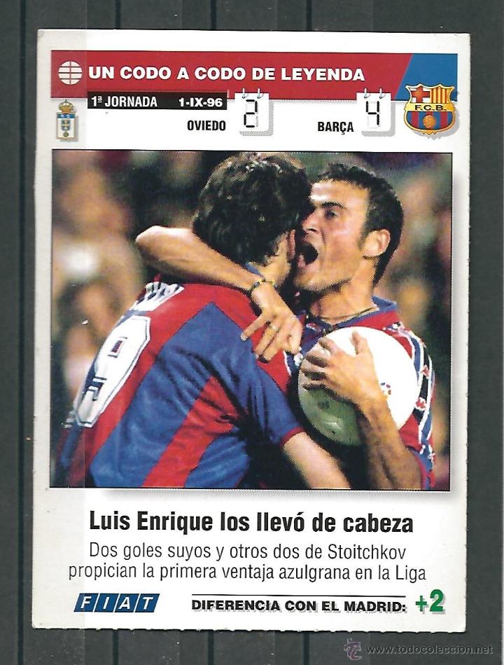 Coleccionismo deportivo: TARJETA - OVIEDO - BARSA - LUIS ENRIQUE LOS LLEVO DE CABEZA  JORNADA 1 - 9 - 1996