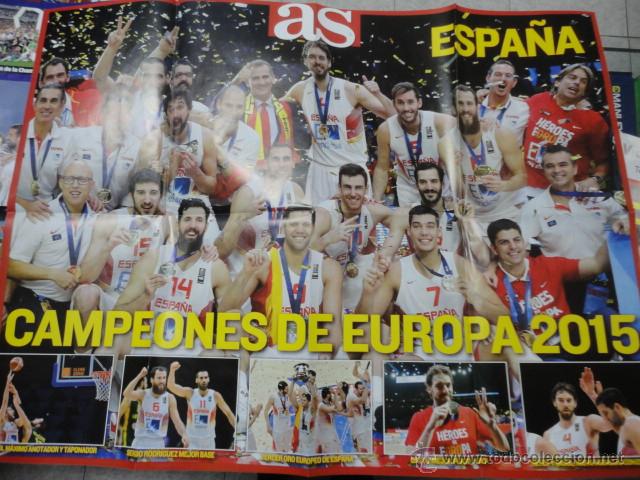 Coleccionismo deportivo: POSTER CAMPEONES EUROPA 2015 BALONCESTO - Foto 1