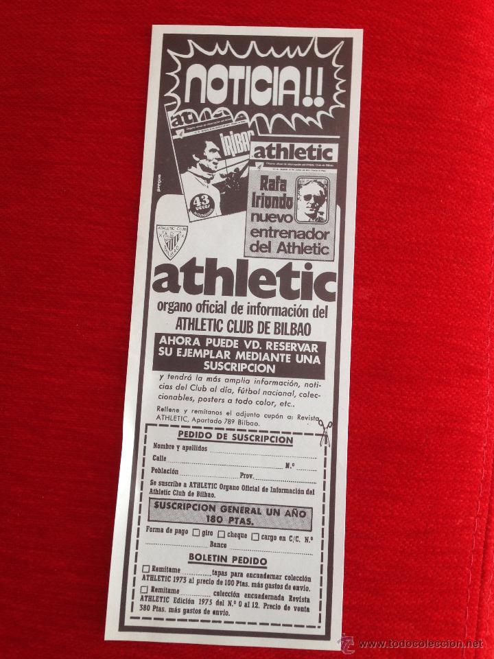 Coleccionismo deportivo: ANUNCIO PUBLICIDAD REVISTA ATHLETIC CLUB BILBAO A&Ntilde;OS 70