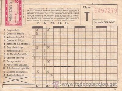 Coleccionismo deportivo: RESGUARDO DE QUINIELA, JORNADA 30 DEL 1-4-1973 - Foto 1