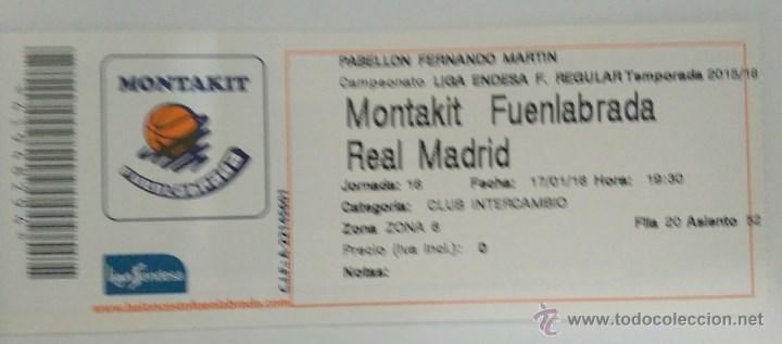 Coleccionismo deportivo: Entrada de baloncesto Montakit Fuenlabrada vs. Real Madrid CF-Liga Endesa-17/01/2016