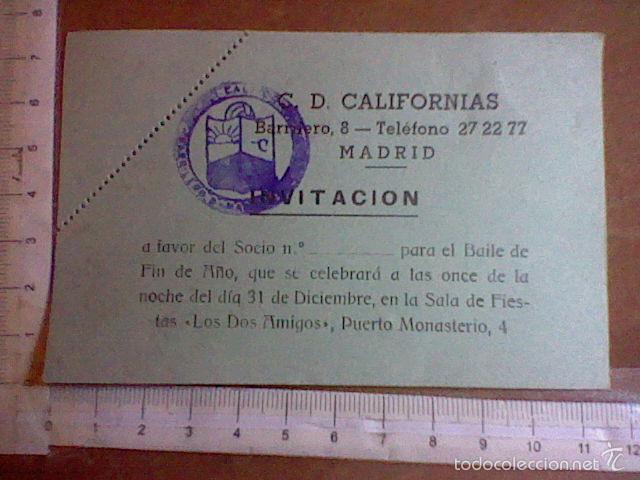 Sammelleidenschaft Sport: antigua entrada a&ntilde;os 50 Baile Fin de a&ntilde;o C D Californias sin uso