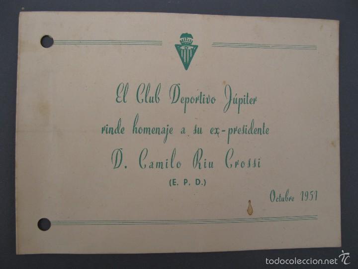 Sammelleidenschaft Sport: D&Iacute;PTICO - EL CLUB DEPORTIVO J&Uacute;PITER RINDE HOMENAJE A SU EX-PRESIDENTE CAMILO RIU CROSSI - A&Ntilde;O 1951.