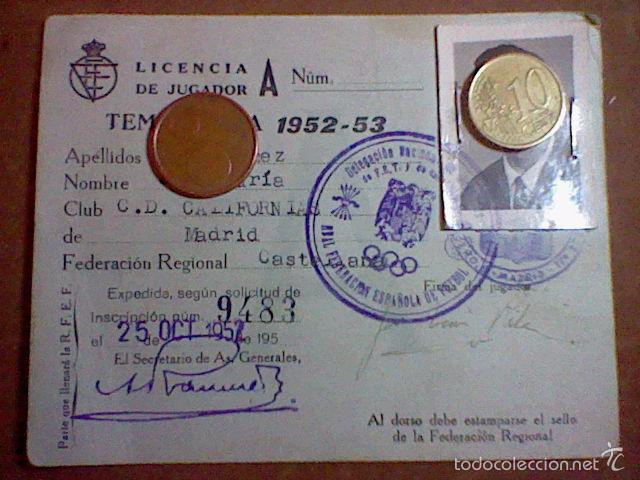 Sammelleidenschaft Sport: ficha federacion regional castellana temporada 1952 53 futbol c. d . Californias Madrid
