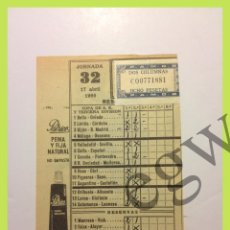 Coleccionismo deportivo: QUINIELA DE LA JORNADA 32 - 17 ABRIL DE 1966