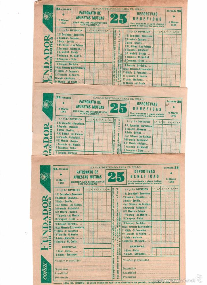 Coleccionismo deportivo: 3 quinielas de futbol a&ntilde;o 1960 - Foto 1