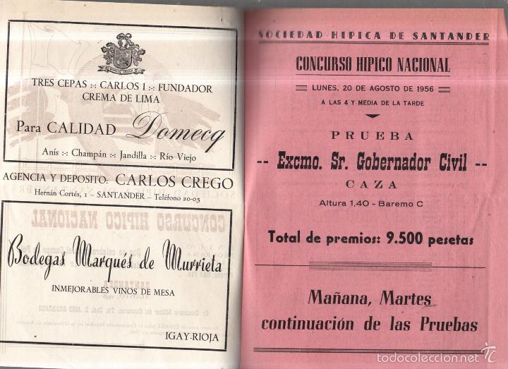 Coleccionismo deportivo: CONCURSO HIPICO NACIONAL. SANTANDER. AGOSTO 1956. PROGRAMA OFICIAL. VER INTERIOR - Foto 4