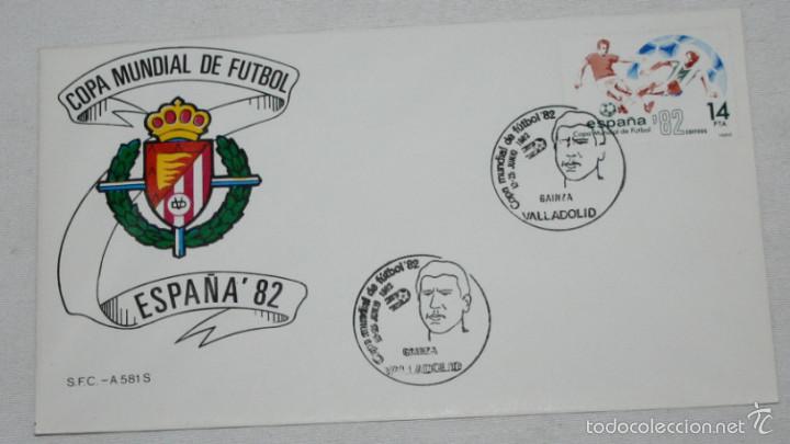 Sammelleidenschaft Sport: SOBRE Y SELLO SIN USAR DE LA COPA MUNDIAL DE FUTBOL ESPA&Ntilde;A 82, VALLADOLID, MATASELLOS DE GAINZA