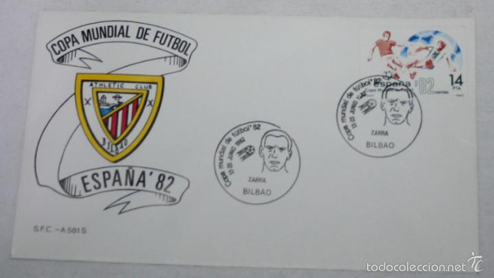 Sammelleidenschaft Sport: SOBRE Y SELLO SIN USAR DE LA COPA MUNDIAL DE FUTBOL ESPA&Ntilde;A 82, BILBAO, MATASELLOS DE ZARRA