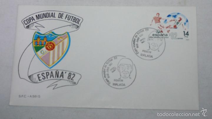 Sammelleidenschaft Sport: SOBRE Y SELLO SIN USAR DE LA COPA MUNDIAL DE FUTBOL ESPA&Ntilde;A 82, MALAGA, MATASELLOS DE PICHICHI
