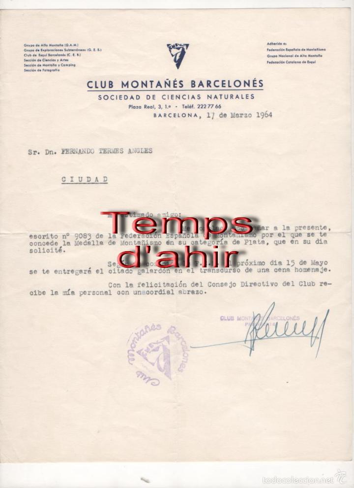 interesante carta club montañes barcelones 1964 - Compra venta en  todocoleccion