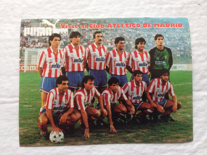 Sammelleidenschaft Sport: R423 PEGATINA ADHESIVO ATLETICO MADRID PUMA PLANTILLA ALINEACION MITA A&Ntilde;OS 80