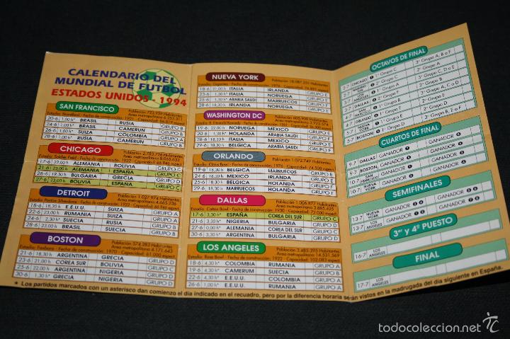 Coleccionismo deportivo: MINI CALENDARIO MUNDIAL USA 1994 - Foto 2