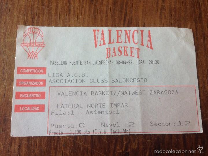 Sammelleidenschaft Sport: R703 ENTRADA TICKET BALONCESTO VALENCIA BASKET NATWEST ZARAGOZA 1993 ACB