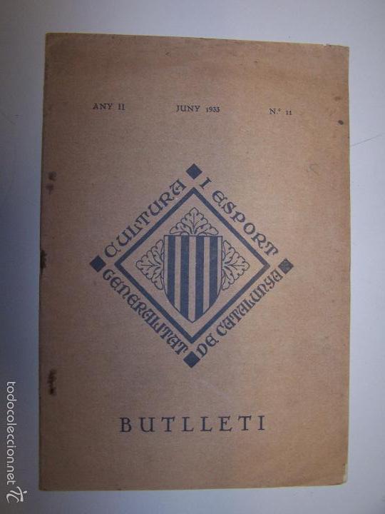 Sammelleidenschaft Sport: Butllet&iacute; Cultura i Esport - Generalitat de Catalunya. Any II. Juny 1933. N&uacute;m. 11