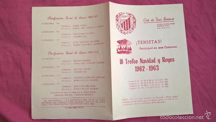 Sammelleidenschaft Sport: Club de tenis Benimar (Valencia). Programa de campeonato. 1962-63