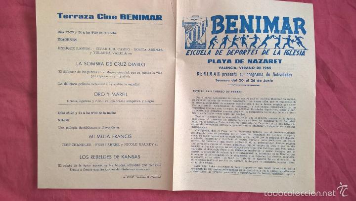 Sammelleidenschaft Sport: Benimar Escuela de deportes de la Iglesia. Programa de actividades 1965
