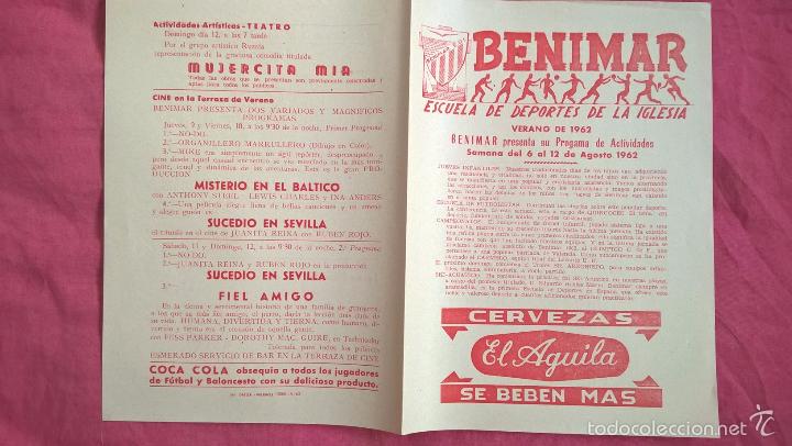 Sammelleidenschaft Sport: Benimar Escuela de deportes de la Iglesia. Programa de actividades 1962