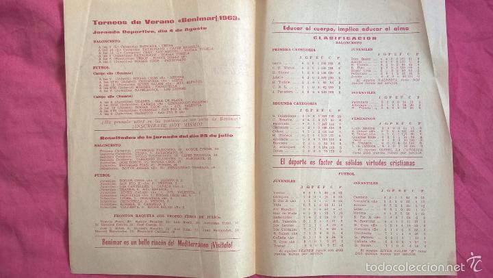 Coleccionismo deportivo: Benimar Escuela de deportes de la Iglesia. Programa de actividades 1963 - Foto 2