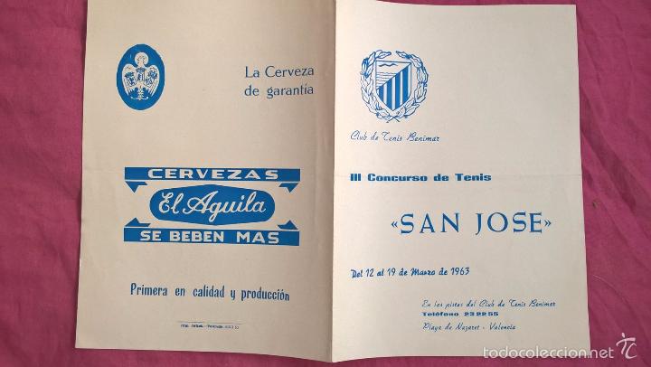 Sammelleidenschaft Sport: Club de tenis Benimar (Valencia). Programa de trofeo. 1963