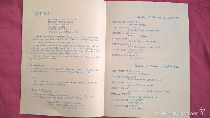 Coleccionismo deportivo: Club de tenis Benimar (Valencia). Programa de trofeo. 1963 - Foto 2
