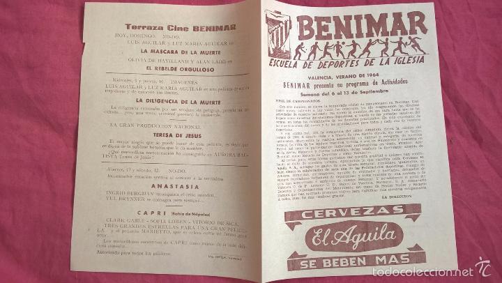 Coleccionismo deportivo: Valencia, Benimar Escuela de deportes de la Iglesia. Programa de actividades 1964 - Foto 1