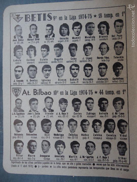 Sammelleidenschaft Sport: antigua hoja de futbol - jugadores equipos ...- BETIS - ATLETIC DE BILBAO