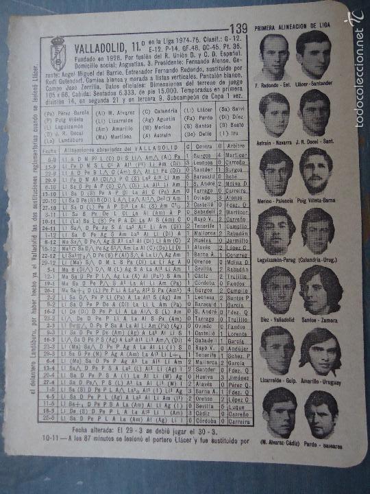 Sammelleidenschaft Sport: antigua hoja de futbol - jugadores equipos ...- VALLADOLID