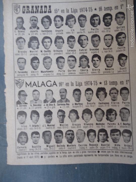 Sammelleidenschaft Sport: antigua hoja de futbol - jugadores equipos ...- GRANADA - MALAGA