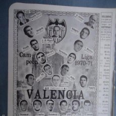 Coleccionismo deportivo: ANTIGUA HOJA DE FUTBOL - JUGADORES EQUIPOS LIGA ...- VALENCIA FUTBOL CLUB 1970 - 1971