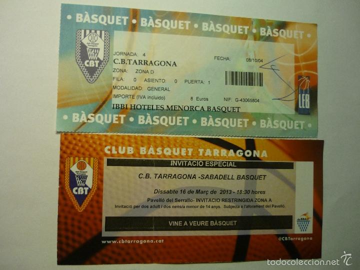 Collectionnisme sportif: LOTE ENTRADAS BALONCESTO  C,B,TARRAGONA-IBBI HOTELES MENORCA.- CB TARRAGONA -SABADELL