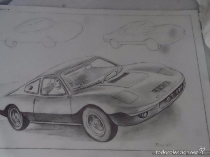 Coleccionismo deportivo: LAMINA DIBUJO COCHE DEPORTIVO ANTIGUO FORD GT