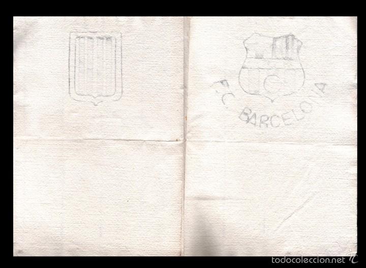 Sammelleidenschaft Sport: L7-22 Hoja de PAPEL HECHO A MANO de CAPELLADES con la MARCA de AGUA del Escudo del C.F. BARCELONA  y