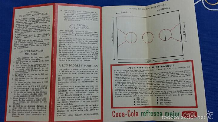 Coleccionismo deportivo: TRIPTICO MINI BASKET PARA NI&Ntilde;OS. PUBLICIDAD COCA COLA. 1963 - Foto 2