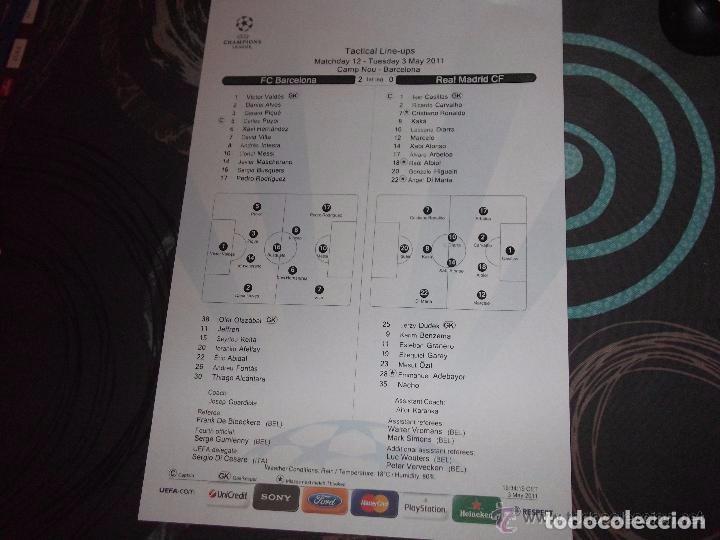 Collectionnisme sportif: ALIENACION DEL BAR&Ccedil;A / MADRID EN EL CAMP NOU SEMIS CHAM - PAPEL ORIGINAL DE UEFA -TACTICAL LINE-UPS