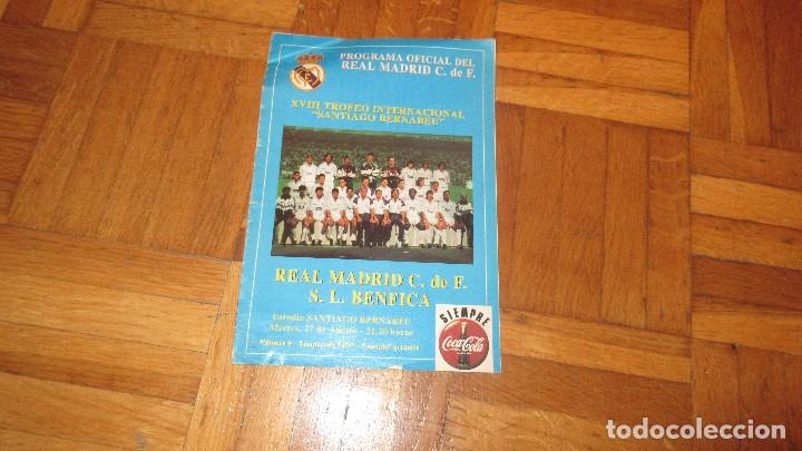 Sports collectibles: PROGRAMA XVIII TROFEO INTERNACIONAL SANTIAGO BERNABEU REAL MADRID BENFICA PORTUGAL 1996