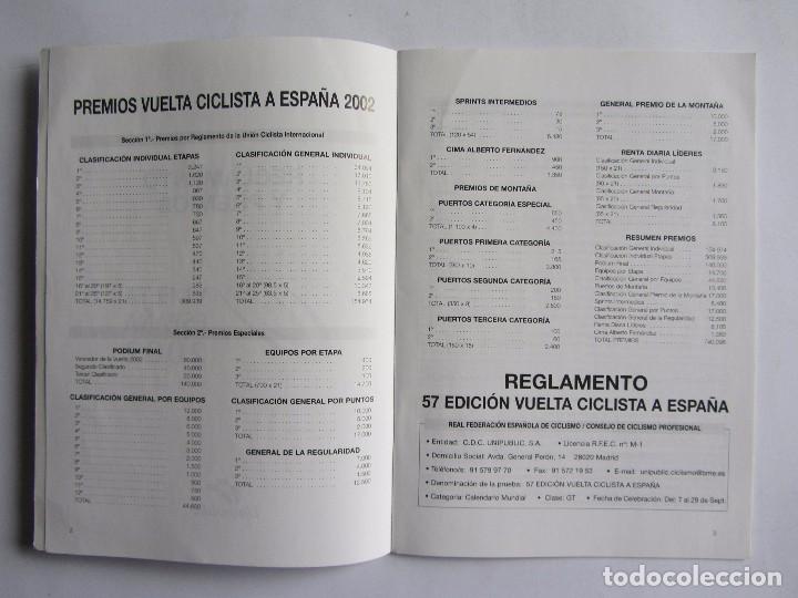 Coleccionismo deportivo: VUELTA CICLISTA A ESPA&Ntilde;A 2002   REGLAMENTO Y PREMIOS   UNIPUBLIC - Foto 2