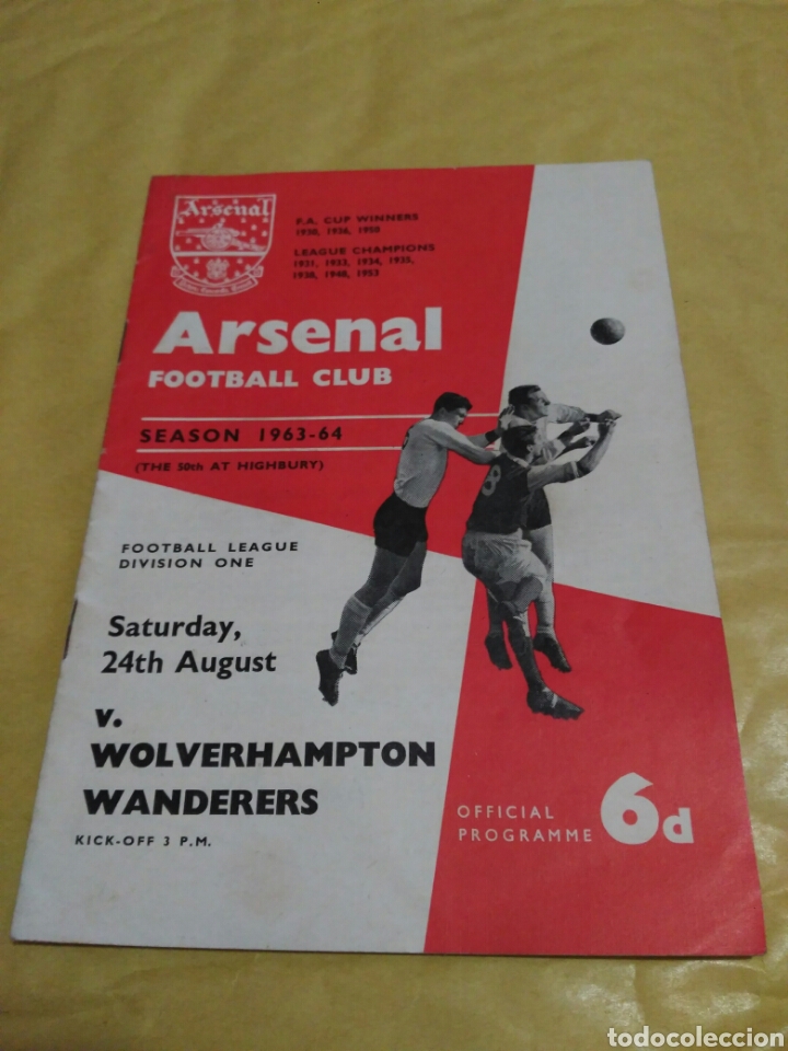 Collectionnisme sportif: PROGRAMA ARSENAL V WOLVERHAMPTON 63 64 1963 1964
