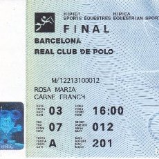 Coleccionismo deportivo: ENTRADA DE LA FINAL DE HIPICA DE LAS OLIMPIADAS DE BARCELONA'92 EN EL REAL CLUB DE POLO (COBI) . Lote 72038963