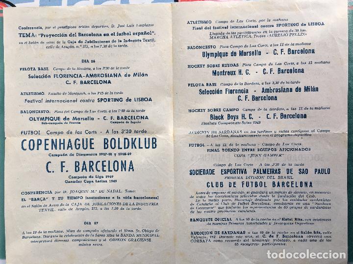 Coleccionismo deportivo: PROGRAMA GENERAL DE LOS ACTOS BODAS DE ORO FC BARCELONA BAR&Ccedil;A 1899-1949 RUGBY - Foto 2